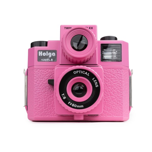 HOLGA 120 TLR Kamera rosa Twinlens mit Blitz